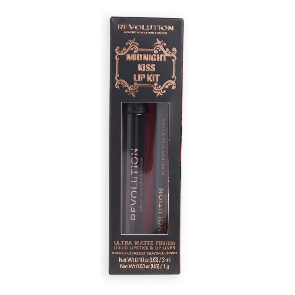 Revolution Bitten Kiss Lip Oil Hydrating Lip Oil with Vitamin E & Avocado Oil 0.16OZ (5ml), Black