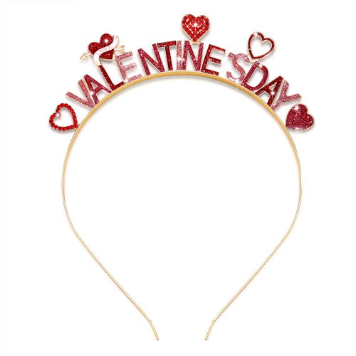 boderier Valentines Day Heart Headband Glitter Rhinestone Heart Crown Headband Valentine's Day Hair Accessories Gifts for Her