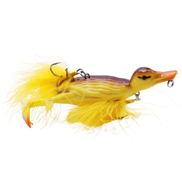 CREEYA 1piece 3D Duck Topwater Fishing Lure Yellow Duckling Floating Artificial Bait Plopping and Splashing Feet Hard Fishing Tackle Geer 12cm 28g