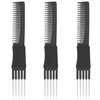 Lift Teasing Combs with Metal Prong, 3 Pack Black Salon Teasing Back Combs Hair Styling Comb Lifting Fluffing Comb with Metal Pick Hair Picks for Women