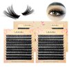 LAKANAKU Lash Clusters Wispy Fluffy Cluster Eyelash Extensions,400 PCS Individual Lashes Cluster 60D Diy Lash Extensions,10-16mm D Curl Lash Extension Clusters, Thin Band Volume Lash Clusters at Home