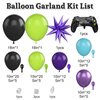 Video Game Balloon Arch Garland Kit, Teal Blue Purple Green Black Party Balloons with Game Handle Foil Balloons, Balloon Arch for Video Game Theme Birthday Party Boys Gamer Night Decor