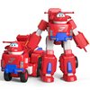 Super Wings Jett 7" Tall Superwings Jett Robot Suit and 2” Scale Transforming Jett Mini Figure , Transforming Robot & Transforming Fire Truck Toy Vehicle Playset, Gifts for Boys Girls Kids Child