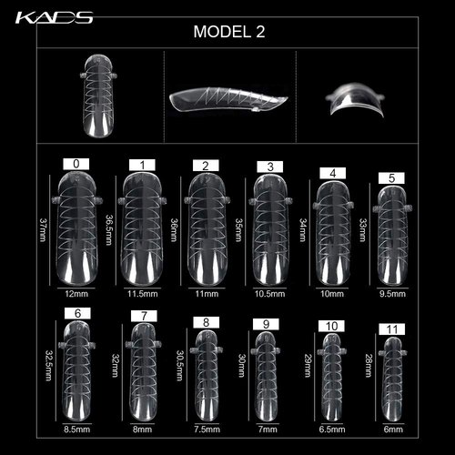 KADS 120PCS Clear Full Cover Dual Nail System Form UV Gel Acrylic Nail Art Mold Artificial Nail Tips with Scale for Extension (MODEL 2)