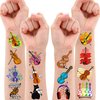 96PCS Violin Temporary Tattoos Stickers Music Theme Birthday Party Decorations Favors Supplies Decor Musical Instrument Orchestral Violinist Tattoo Gifts For Kids Boys Girls School Prizes Carnival