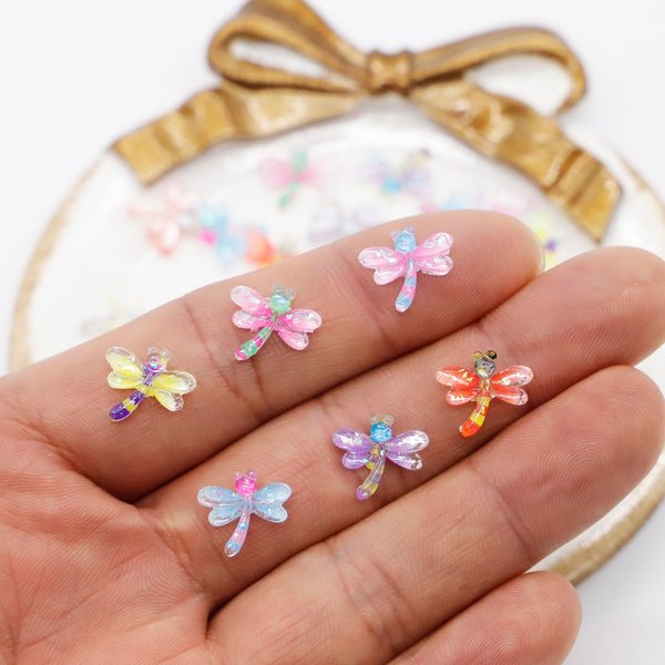 Micro Resin Dragonflies, Dollhouse Miniature Tiny Colorful Butterflies, Terrarium Fairy Garden Cartoon Dragonfly, Mini Micro Landscaping Decoration (36 PCS)