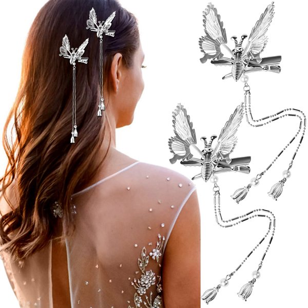 CROWN GUIDE 2 PCS Moving Butterfly Hair Clips for Thin Hair Women Mini Butterfly Clips 90s Small Butterflies Hair Barrettes for Thick Hair Cute Hair Pins Clamps for Girls Hair Styling Accessories