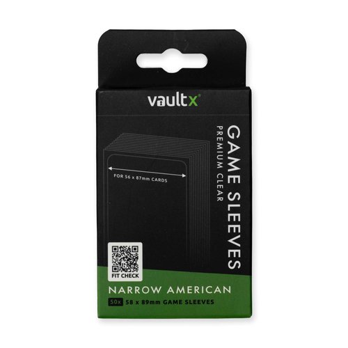 Vault X Narrow American Board Game Sleeves for Cards of 56x87mm Protect, Preserve with Non-PVC Anti-Static Fitted Sheath (50pcs)