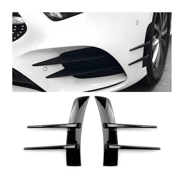 AUCELI Car Spoiler Canards Kit, 2 Pcs Universal Car Front Bumper Splitter, Fender Side Vents Stickers Soft Fins Spoiler Kit, Anti-Collision Decoration Strip for Car Body Hood Side Wing (Black)