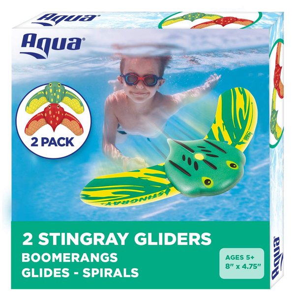 Aqua Mini Stingray Gliders - 2 Pack - Underwater Pool Toys with Adjustable Fins Travel Up to 40 Feet