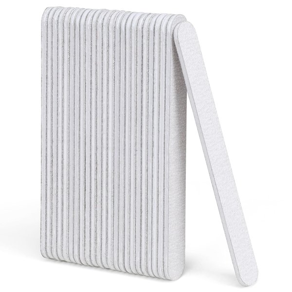 GazePlus Nail File, 24 PCS Professional Nail Files Coarse Grit 80/100, 7" Long - Strong Fingernail Files Washable for Acrylic, Gel, Dip Powder, and Poly Gel Nails