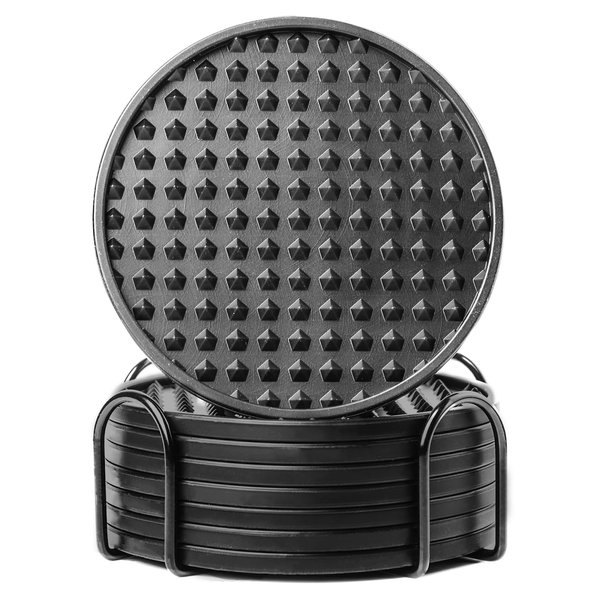 Coasters for Drinks Set of 8, Silicone Coasters with Holder, Drink Coasters, for Any Table Type Furniture from Damage, Drinking Cup Mat Non-Slip, Non-Stick - Black Coasters