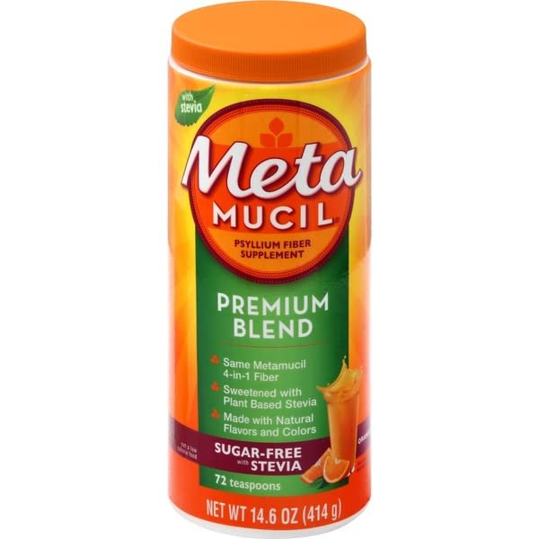Meta Mucil Premium Blend Psyllium Fiber Powder Sugar-Free with Stevia Orange - 14.6 oz