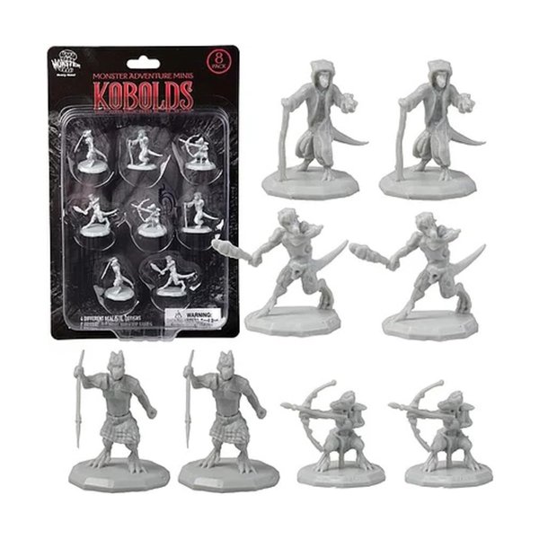 Monster Protectors 8 Unpainted Fantasy Kobold Mini Figures- All Unique Designs- 1" Hex-Sized Compatible with DND Dungeons and Dragons & Pathfinder and All RPG Tabletop Games