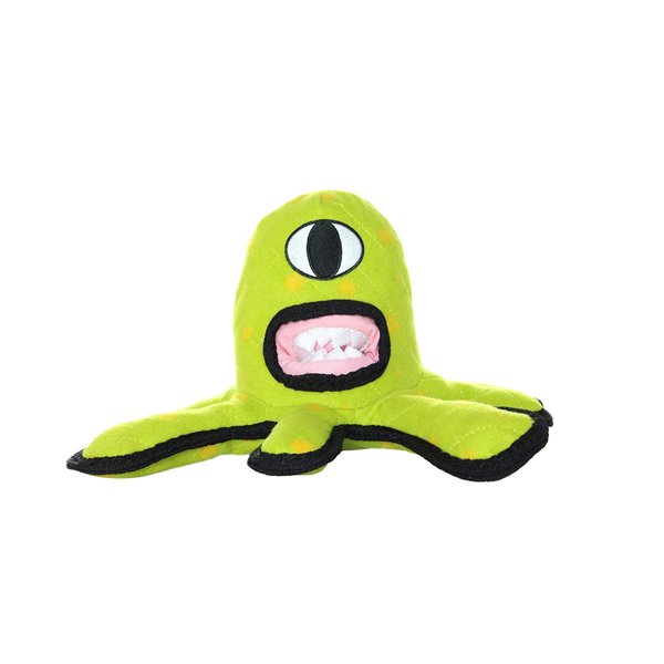 TUFFY - World's Tuffest Soft Dog Toy - Alien Green-Squeaker- Multiple Layers. Made Durable, Strong & Tough. Interactive Play (Tug, Toss & Fetch). Machine Washable & Floats