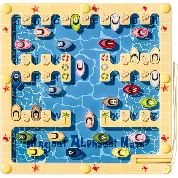 LVGOATH Magnetic Alphabet Maze Montessori Fine Motor Skills Toys for 3 4 5 Years Old Boys and Girls Wooden Learning Preschool Activities Educational Letter Toddler Puzzle Board Sensory Toys for Kids