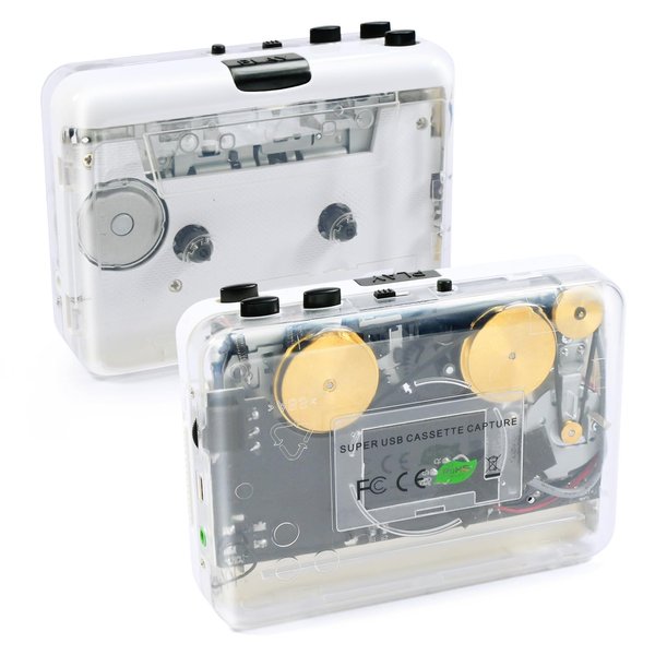 Walkman Auto Reverse ＆Clear Stereo Cassette Player,Built-in Cool Copper Wheel Movement＆Earphone,Cassette Tape to MP3 Converter with Tape Converter Software,Powered by USB Power Cord or AA Battery