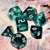 Galaxy Dice Set| Dark Green Mix Cyan Crystal DND Dice Set for Board Game