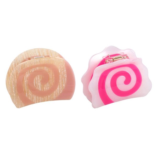 Leadigol 2PCS Hair Claw Clips, Non Slip Hair Jaw Clip, Acetic Acid Hair Claw, Thick Thin Curly Straight Long Hair for Women Girls, Geometric Semicircle Spiral Hair Claws