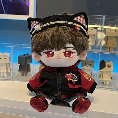 niannyyhouse 20cm Plush Doll Clothes Headwear Coat Pants Shoes Red Flame Set Soft Stuffed Plush Toy Dress Up Accessories (20cm)