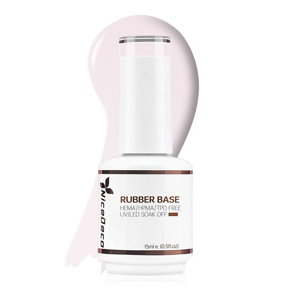 Nicedeco Rubber Base Gel for Nails Sheer Pink Rubber Gel U V Color Base Gel Nail Polish 15ML 004