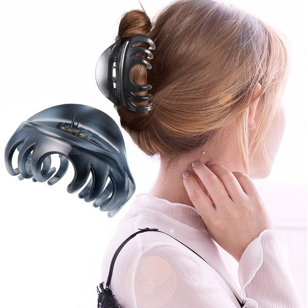 DSADKI Premium Hair Claw Clips For Thick Hair, Strong Holding Power Claw Hair Clamps Delicate Hair Grip for Women and Girls (Gray - 1pcs)