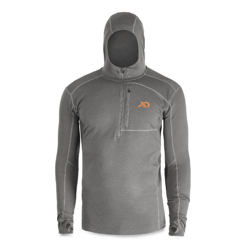 First Lite Men's Kiln Hoody - Merino Wool Midweight Hunting Base Layer - Ash Grey - Medium