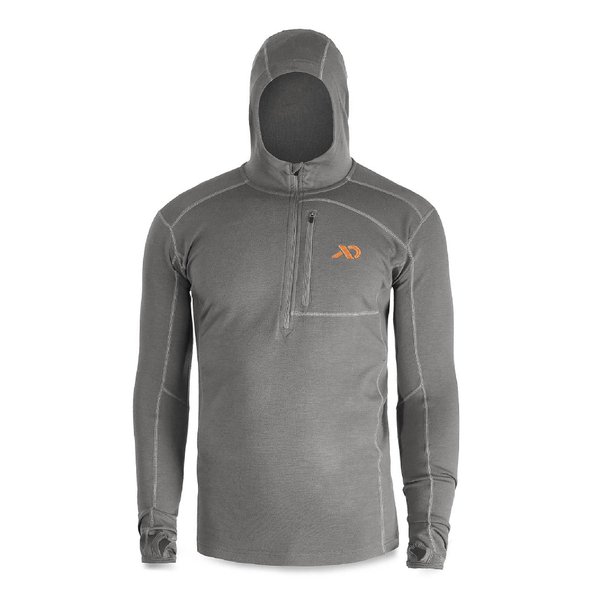 First Lite Men's Kiln Hoody - Merino Wool Midweight Hunting Base Layer - Ash Grey - Medium
