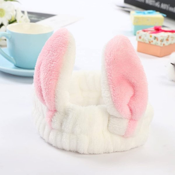 AKOAK 2 Pcs Lovely Flannel Ear Elastic Hair Band,Used for Facial Makeup, Face Washing, Makeup Remover,Cute Tool to Keep Your Hair and Bright Mood