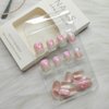 24Pcs Short Press on Nails Square Fake Nails Aurora Butterfly Stars Design Coffin False Nails Blush Full Cover Glue on Nails Gradient Pink Acrylic Nails Summer Artificial Nails Kit for Women Girls