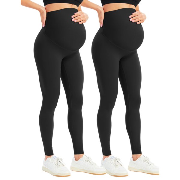 BONVIGOR Women's Maternity Leggings Over The Belly Bump Workout Full Length Leggings Running Active Yoga Pants