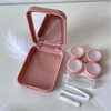 Xeahung Pink Contact Lens Case Travel Kit Portable Contact Case with Mirror Tweezers Remover Tool Solution Bottle for Daily Outdoor Office