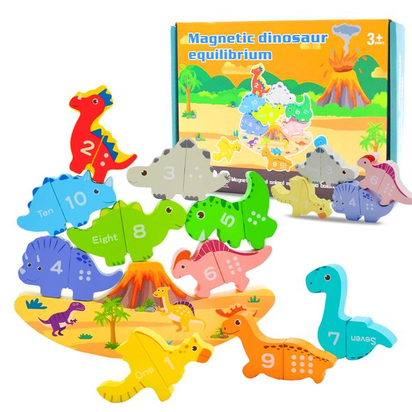 SidMing Montessori Toys - Magnetic Stacking Toys for Toddler 3+ - for Boys and Girls Wooden Animal Blocks Sorting Toys and Stacking Educational Toddler Puzzle Toys.