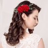 Geyoga 6 Pcs Rose Flower Hair Clip with Rose Flower Hair Comb Women Rose Flower Hair Accessories Bridal Rose Headpiece Flower Hairpin Rose Brooch for Women Girls Wedding Dancing Party (Red)
