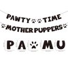 Pre-Strung Let's Pawty Dog Birthday Party Supplies - Pawty Time Mother Puppers - Funny Gold Glitter Puppy Dog Birthday Banner For Party Decorations Girl Boy - Cute Puppy Pets Paw Pennant Sign Deco (Black)