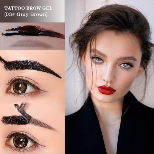 LSxia 2 Pcs Peel Off Tattoo Eyebrow Gel, Natural Elegant Eye-brow Gel Long-Lasting Waterproof Eyebrow Tattoo Peel Off Eyebrow Peel Off Tattoo Brow Tattoo Makeup (Gray Brown)