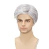 Sabosi Men's White Wigs Short Wigs Natural Looking Heat Resistant Synthetic Hair with Adjustable Cap 180g