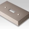 Amerelle Steps Single Duplex Cast Metal Wallplate in Satin Nickel