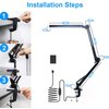 HaFundy LED Desk Lamp for Home,Office,Reading,Adjustable Eye-Caring Desk Light with Clamp,Swing Arm Lamp Includes 3 Color Modes,10 Brightness Levels Table Lamps with Memory Function(Black) (Black)