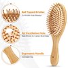 Pack of 2 Bamboo Hair Brushes, 100% Natural Eco-friendly Hair Brush with Bamboo Bristles, Massages Scalp Anti-Static Hair Detangle for All Types, Lightweight (Oval)