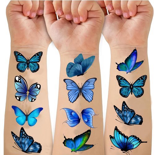 60 Pcs Butterfly Temporary Tattoos, Butterfly Temporary Tattoo Stickers for Birthday Decorations Party Supplies Party Favors School Rewards Gifts (Multicolor 1)