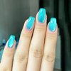 24Pcs Cyan Cat Eye Press on Nails Square Fake Nails Medium False Nails with Gradient Design Glitter Press on Nails Full Cover Stick on Nails for Women Shiny Acrylic Nails Jelly Press on Nails