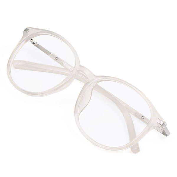VisionGlobal Blue Light Blocking Glasses for Women/Men, Anti Eyestrain, Computer Reading, TV Glasses, Stylish Oval Frame, Anti Glare (Clear, 0.50 Magnification)