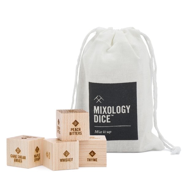 Mixology Dice® (pouch) - Classic Edition // Inspiration for craft cocktails/Set of 9 laser engraved wood dice with Instruction Booklet/Gifts for men, boyfriend gift, gifts for him