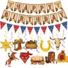 Gameza Cowboy Birthday Party Decorations - Cool Western Party Decorations Western Happy Birthday Banners Cowboy Hanging Swirls Supplies Cowboy Themed Party Decor Cow Rodeo Birthday Party Decorations