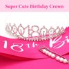CAVETEE Silver Sweet 16 Birthday Sash and Tiara, 16th Sliver Crown & Hot Pink Sweet 16 "Sash for Girls Kit Birthday Decoration 16th Birthday Party Gifts Birthday Party Supplies