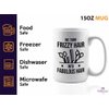 Hair Stylist Coffee Mug 15oz White - Frizzy Hair to Fabulous Hair - Hair Stylist Gift Beautician Hairdresser Salon Barber Hairdo Cosmetoloist Scissors Blower