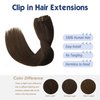 HUAYI Dark Brown Clip in Hair Extensions Real Human Hair 70g Remy Human Hair Clip in Hair Extensions 12 Inches Soft Silky Straight for Fashion Women 7pcs 16clips Brown Hair Extensions