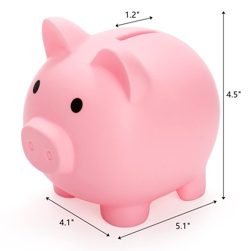 ZEAYEA 4 Pieces Cute Plastic Pig Money Bank, Unbreakable Saving Money Box Coin Bank for Boys Girls Adults, Plastic Piggy Bank Practical Gifts for Birthday, Christmas, New Year