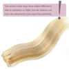 TCBOP Clip in Hair Extensions Real Human Hair Blonde Clip in Hair Extensions 18inch 110g 7pcs Caramel Blonde to Bleach Blonde Highlight Human Hair Straight Extensions Clip in for Women